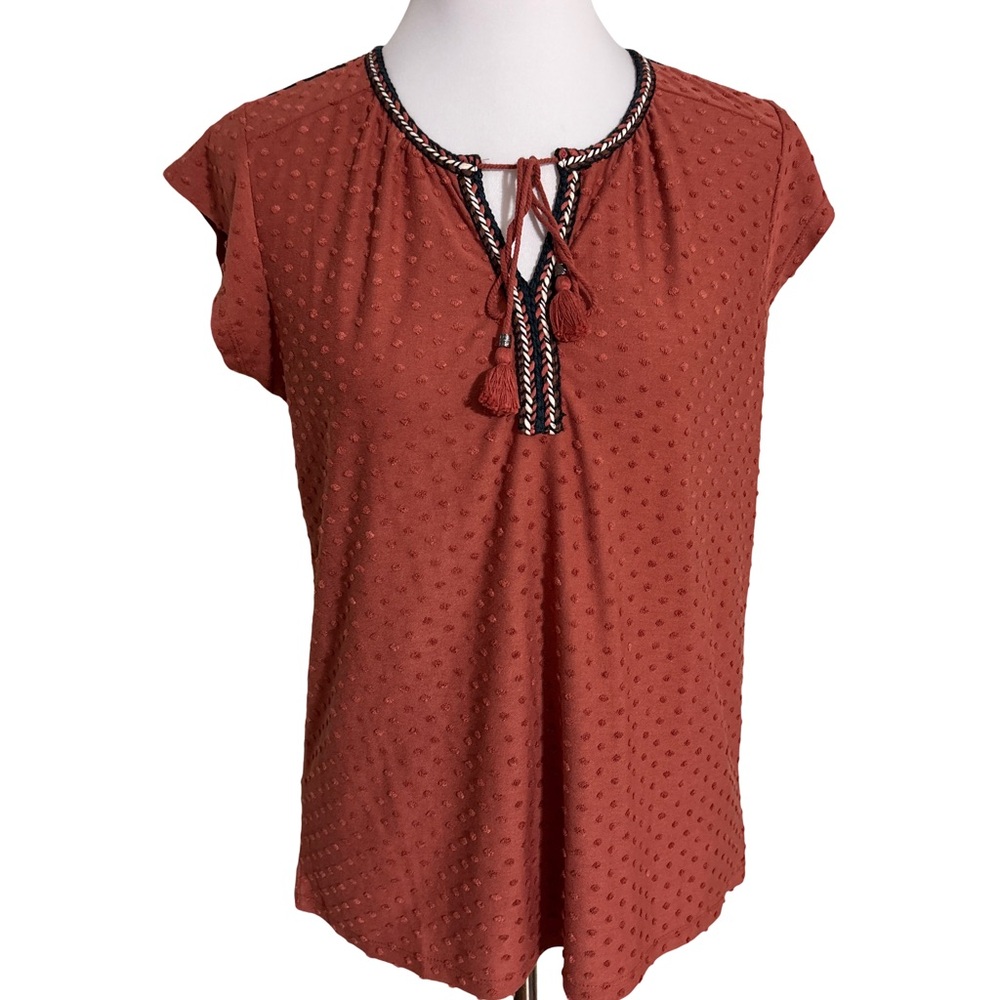 DR2 Tribal Terracotta Blouse Black Trim